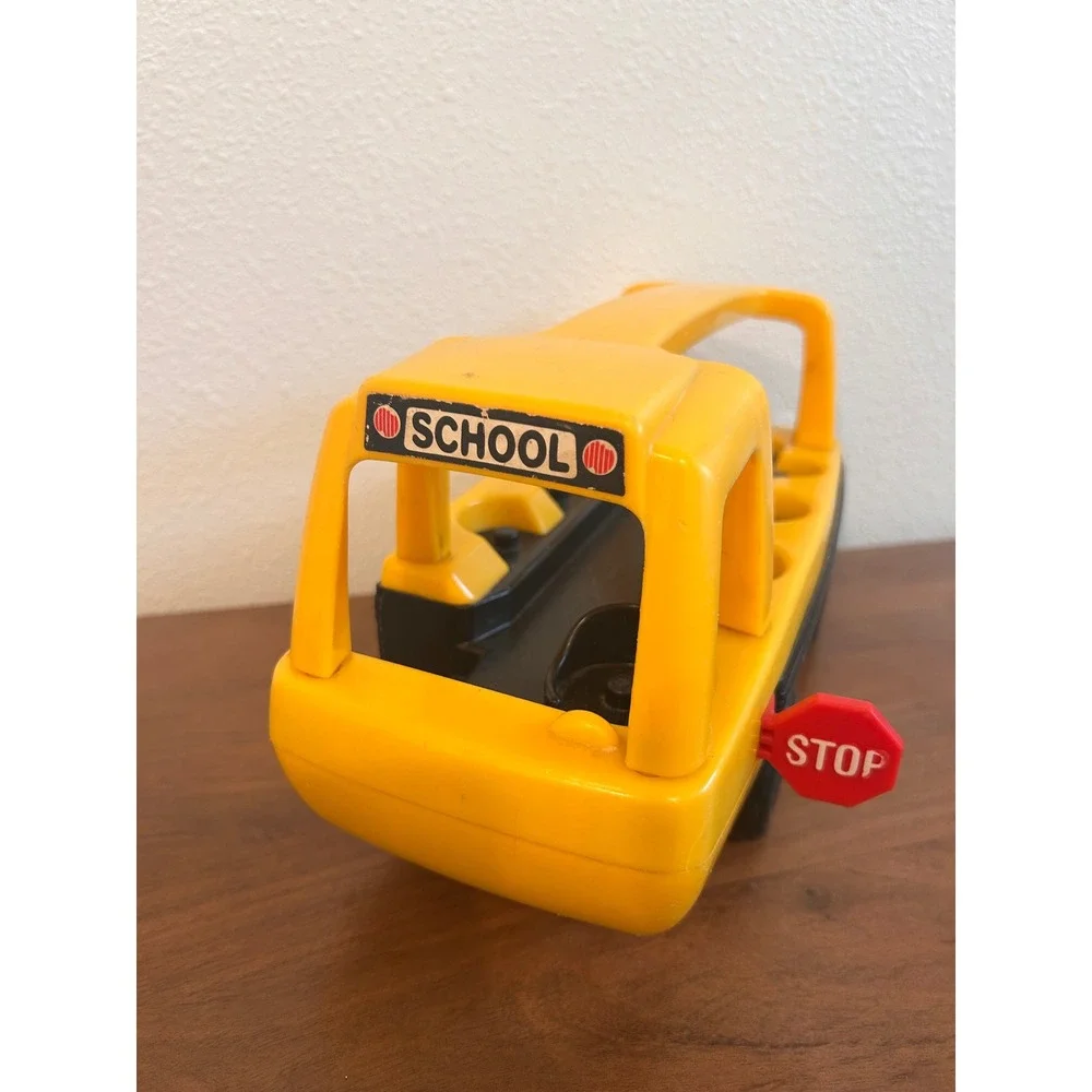 Vintage 1980s Little Tikes Yellow‎ School Bus Toy with Movable Stop Sign